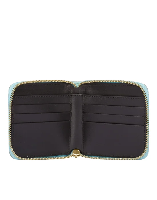 Croco Embossed Mini Round Zip Wallet