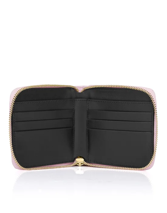 Croco Embossed Mini Round Zip Wallet