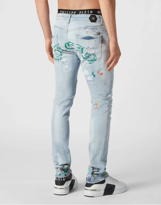 Denim Trousers Super Straight Cut Dripping