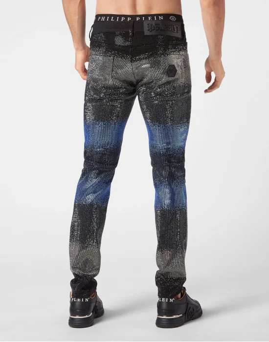 Denim Trousers Super Straight Cut Crystal