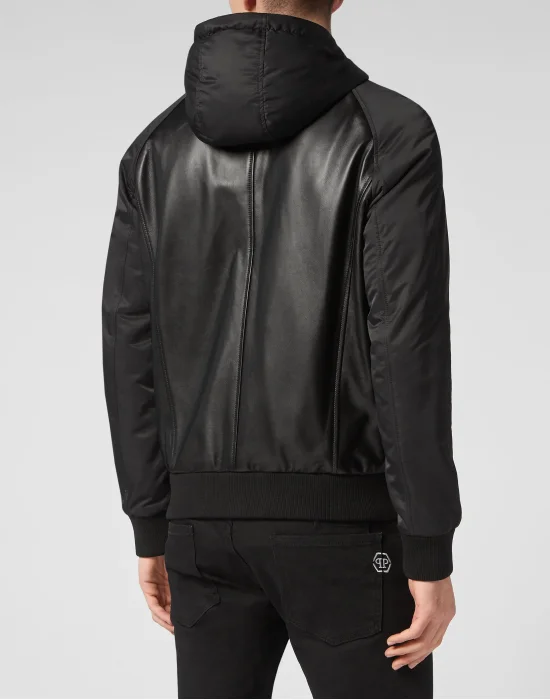 Leather Hooded Jacket