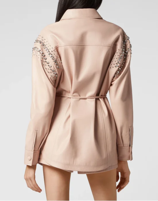 Oversize Leather Shirt Crystal