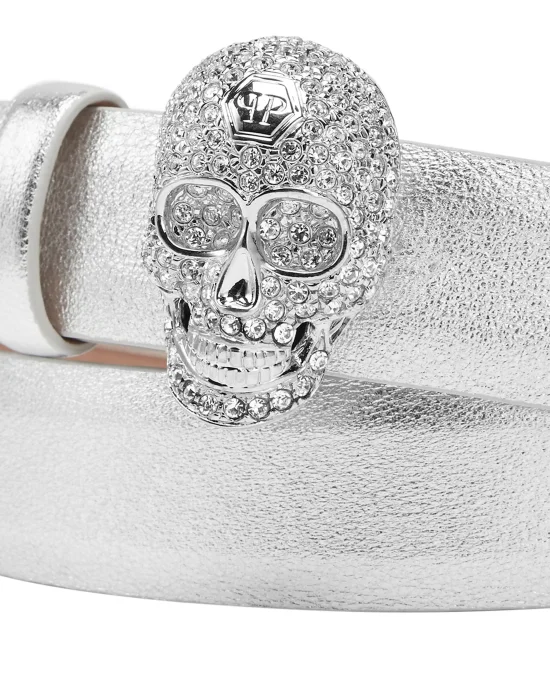 Leather Glitter Belt Skull