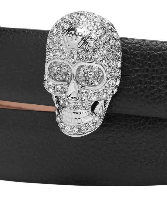 Leather Glitter Belt Skull