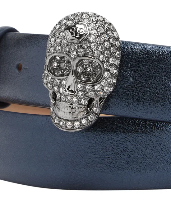 Leather Glitter Belt Skull