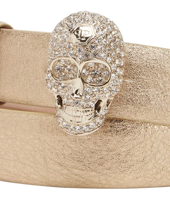 Leather Glitter Belt Skull