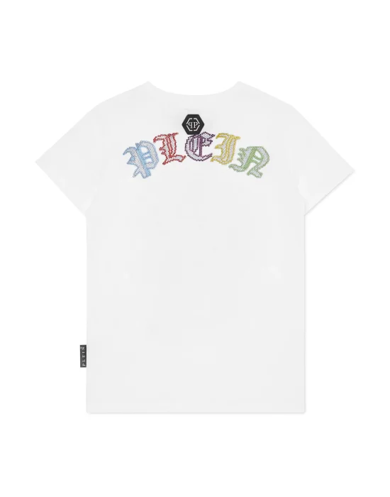 Embroidered T-shirt Round Neck SS with Crystals Skull