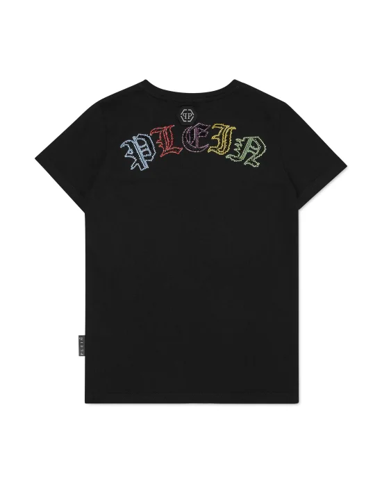 Embroidered T-shirt Round Neck SS with Crystals Skull