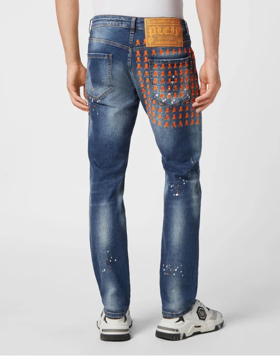 Denim Trousers Super Straight Cut Skull&Bones