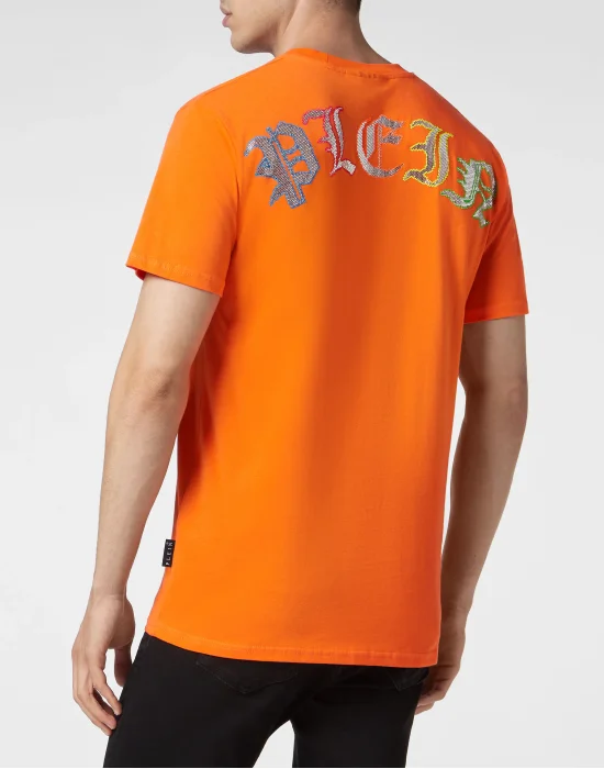 Embroidered T-shirt Round Neck SS with Crystals Gothic Plein