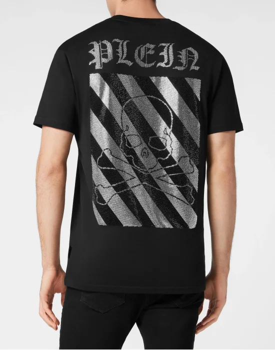 T-shirt Round Neck SS with Crystals Rainbow Stripes