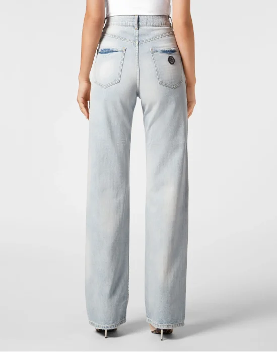 Denim Trousers Palace Fit Crystal Pinstripe