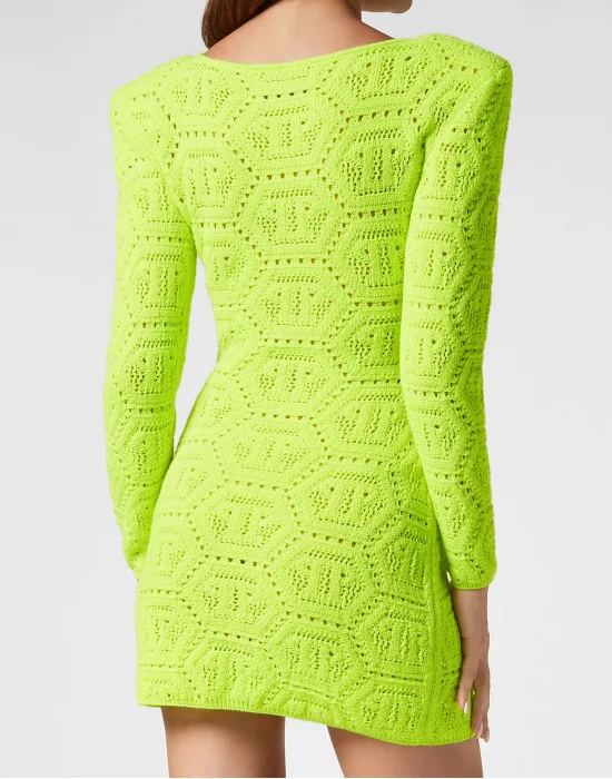 Fluo Knit Mini Dress Monogram