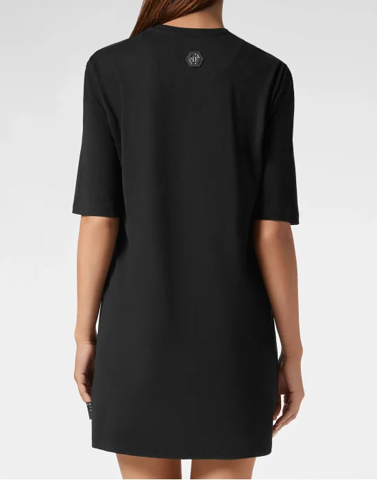 Padded Shoulder T-Shirt Dress Teddy Bear