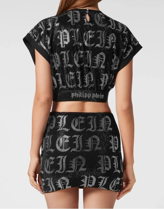 Cropped Top Gothic Plein Strass