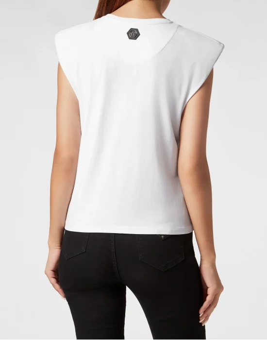 Sleeveless T-Shirt Sexy Pure with Crystals