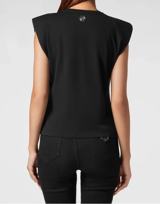 Sleeveless T-Shirt Sexy Pure with Crystals
