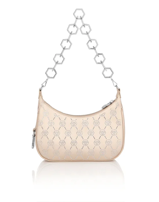 Satin Shoulder Bag Monogram Strass