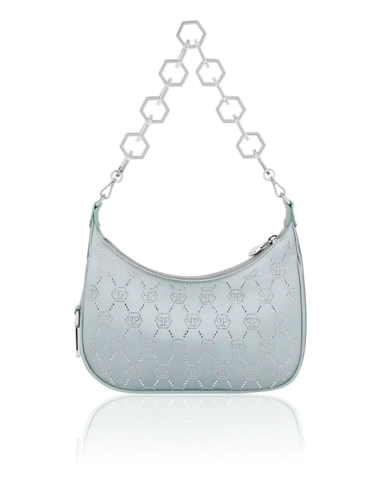 Satin Shoulder Bag Monogram Strass