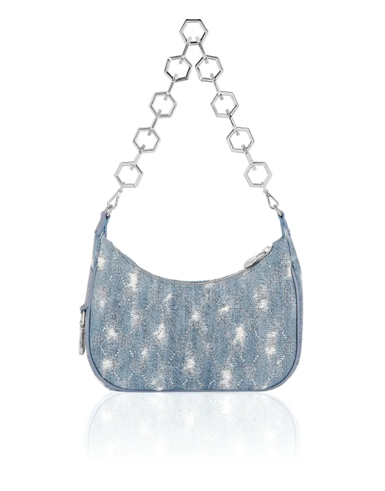 Denim Shoulder Bag Monogram Strass