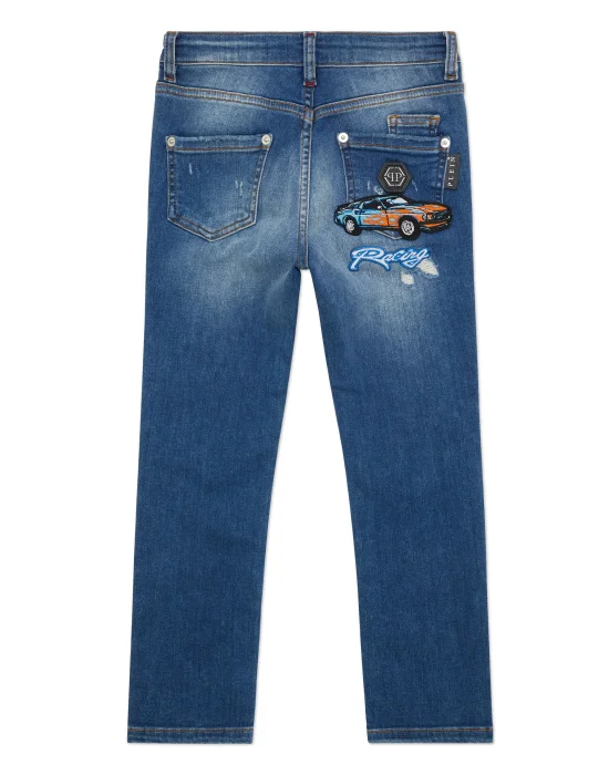 Denim Super Straight Cut Trousers Cars Racing