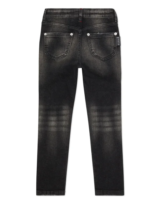 Denim Skinny Fit Trousers Italic Plein