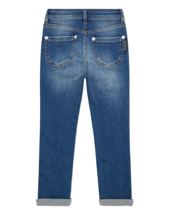 Denim Skinny Fit Trousers Italic Plein