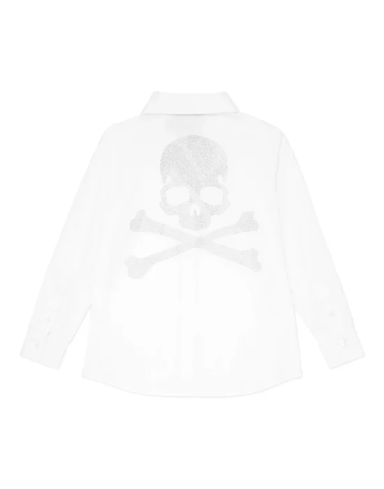 Shirt Sugar Daddy Cut LS Strass Skull&Bones