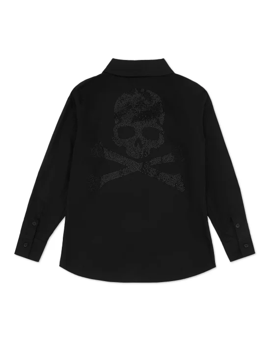 Shirt Sugar Daddy Cut LS Strass Skull&Bones