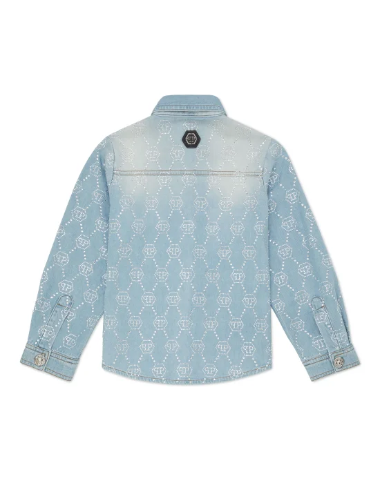 Denim Shirt LS Monogram Strass