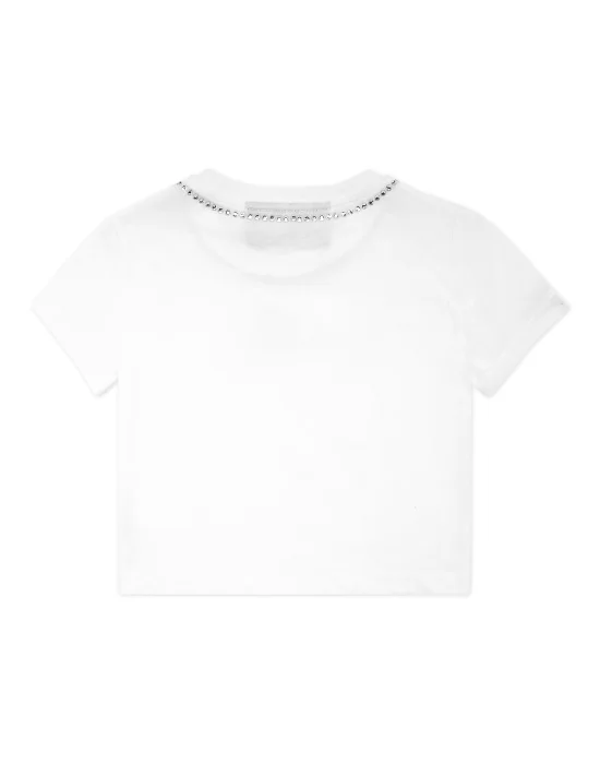 Cropped T-shirt Strass Round Neck SS