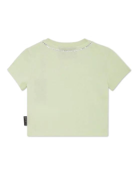 Cropped T-shirt Strass Round Neck SS