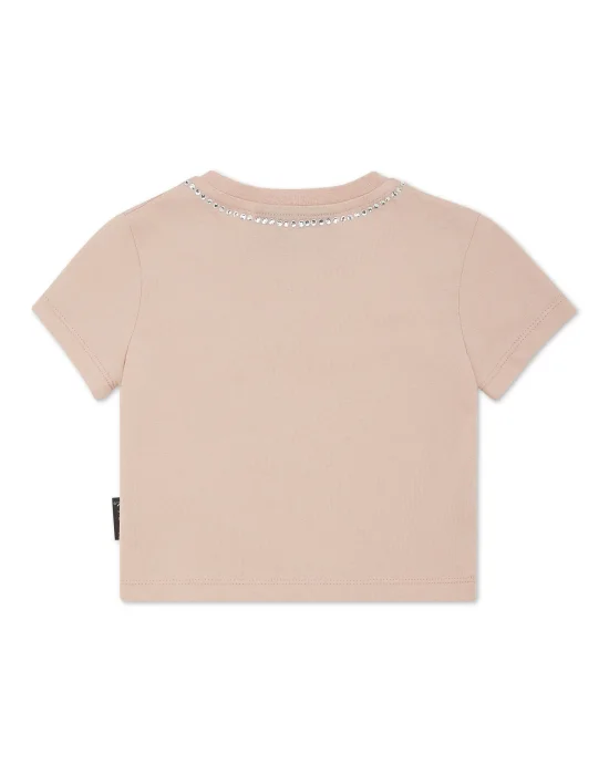 Cropped T-shirt Strass Round Neck SS