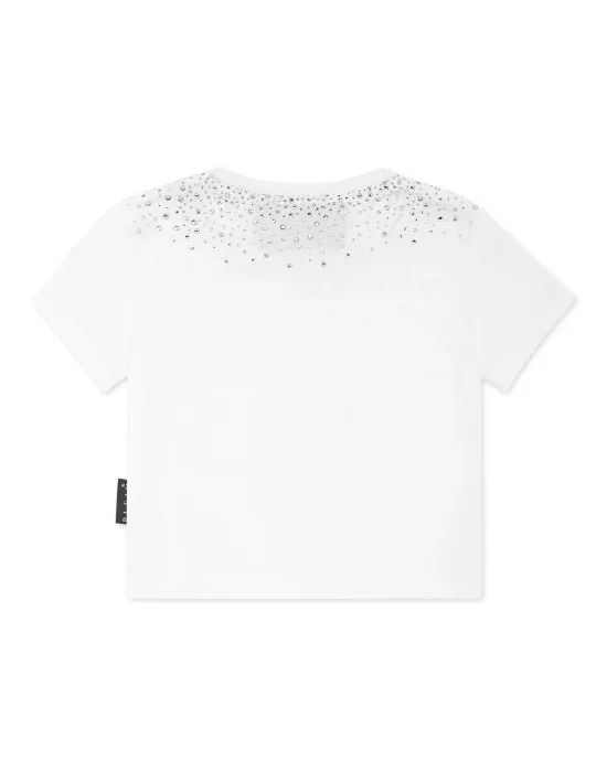 Cropped T-shirt Strass Round Neck SS Hexagon