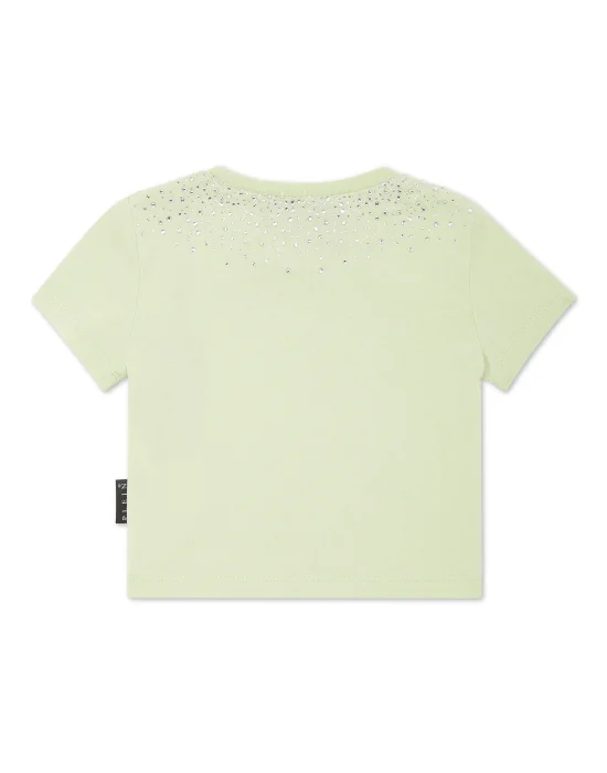 Cropped T-shirt Strass Round Neck SS Hexagon