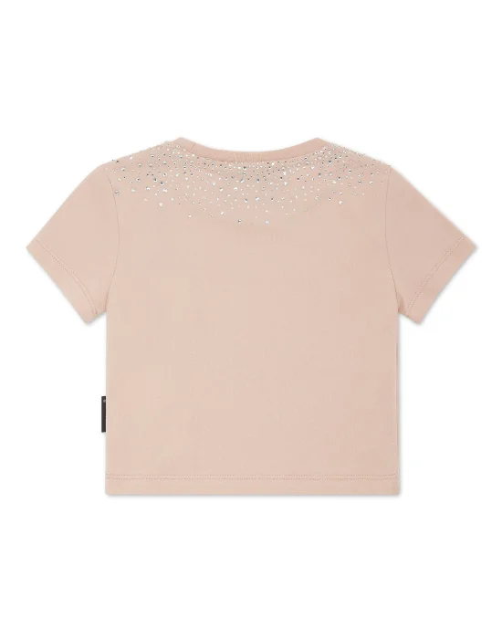 Cropped T-shirt Strass Round Neck SS Hexagon