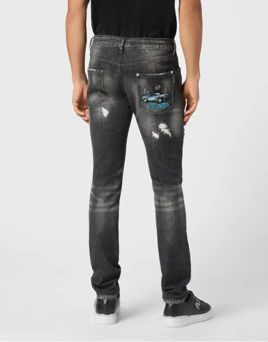 Denim Super Straight Cut Fit Trousers Cars Racing