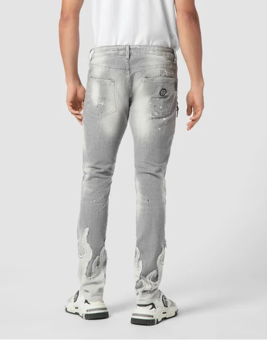 Denim Rock Star Fit Trousers Flame