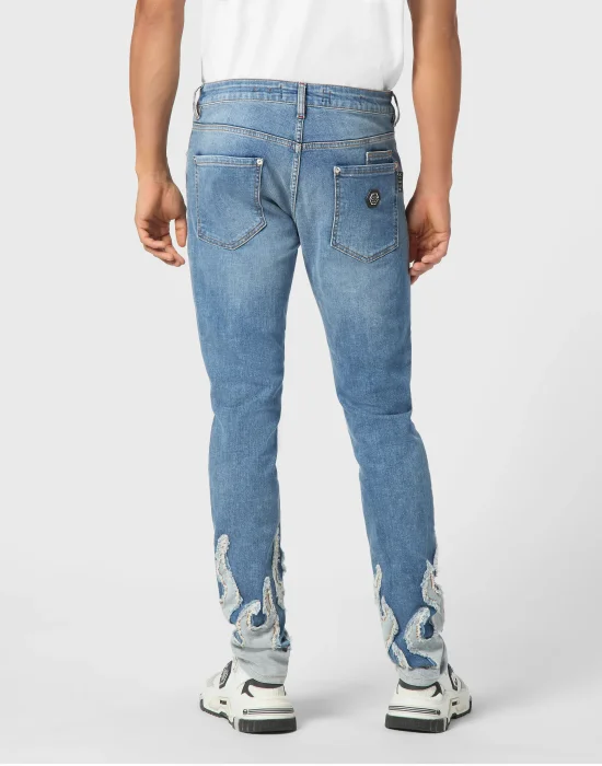 Denim Super Straight Cut Fit Trousers Flame