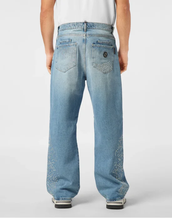 Denim Beach Boy Fit Trousers Studs