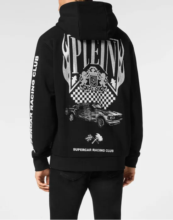 Hoodie Sweatshirt LS Strass Flame Racing