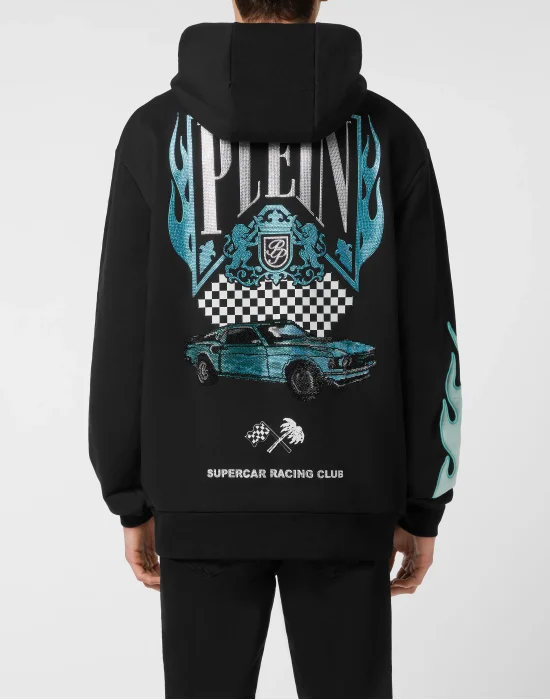 Hoodie Sweatshirt LS Strass Flame Racing