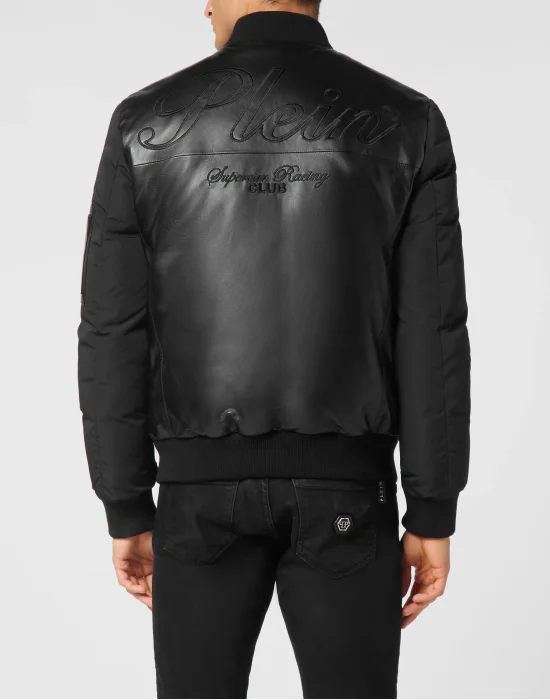 Leather Bomber Jacket LS Racing Club