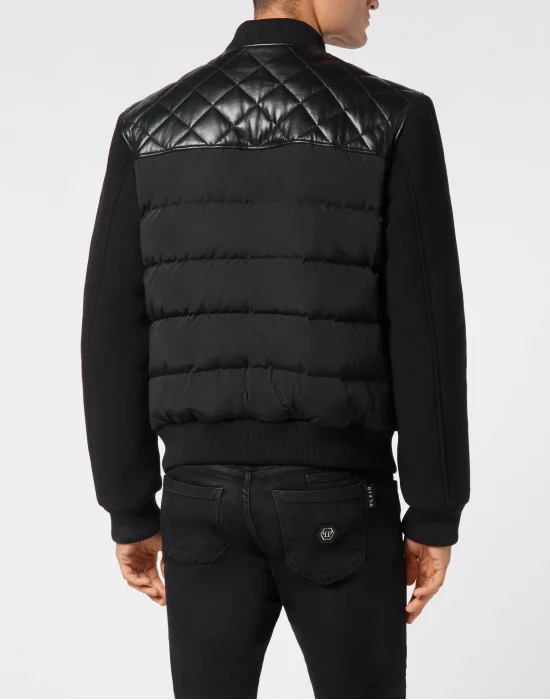 Puffer Leather Bomber Jacket LS