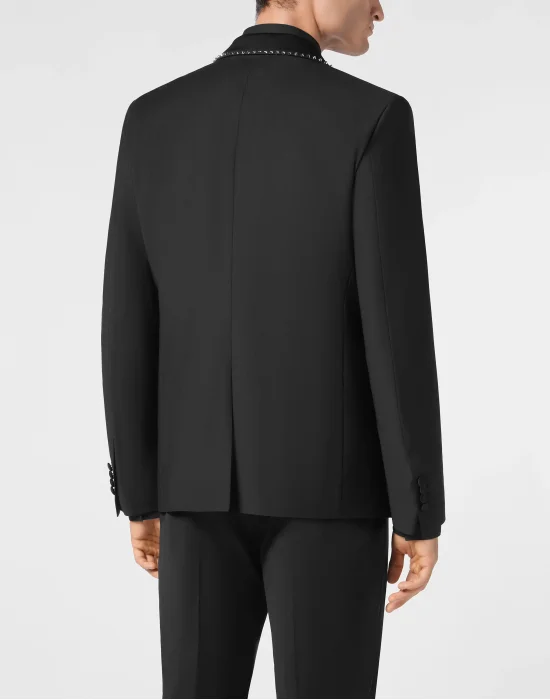 Wool/Satin Blazer Lord Fit LS Studs