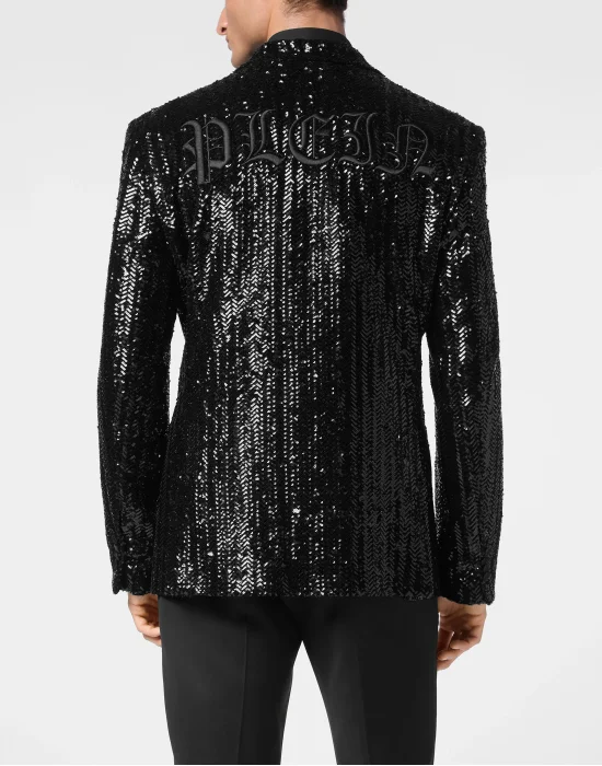 Paillettes Herringbone Blazer Gothic Plein