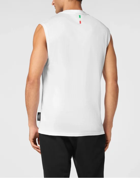Cotton Dotted T-shirt Round Neck Sleeveless Lamina Tiger