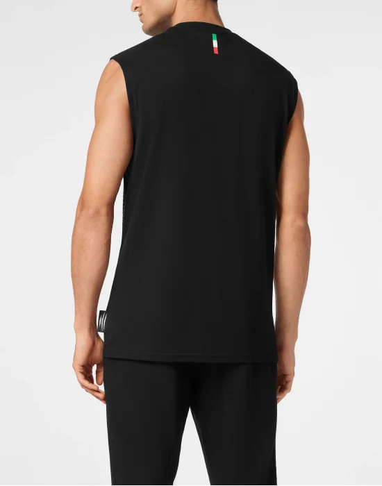 Cotton Dotted T-shirt Round Neck Sleeveless Lamina Tiger
