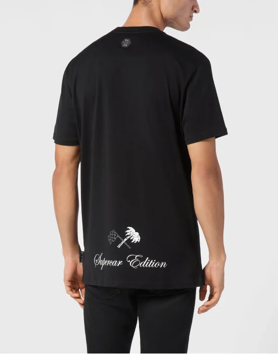Jersey T-shirt Round Neck SS Strass Skull