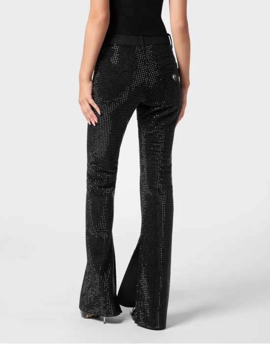 Denim Trousers Flare Fit Strass
